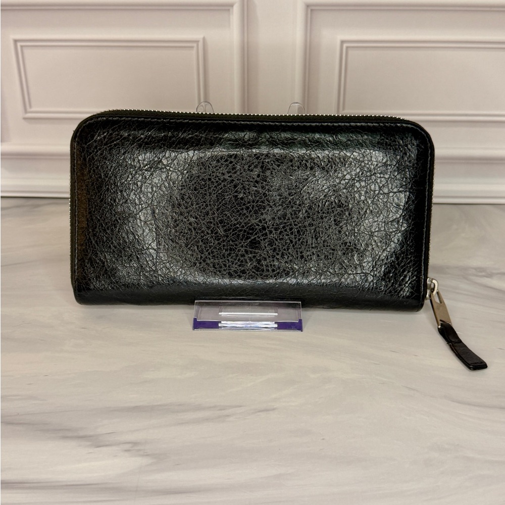Balenciaga Black Distressed Long Zip Wallet | Classic Arena Leather | Full Set - Picture 3 of 10
